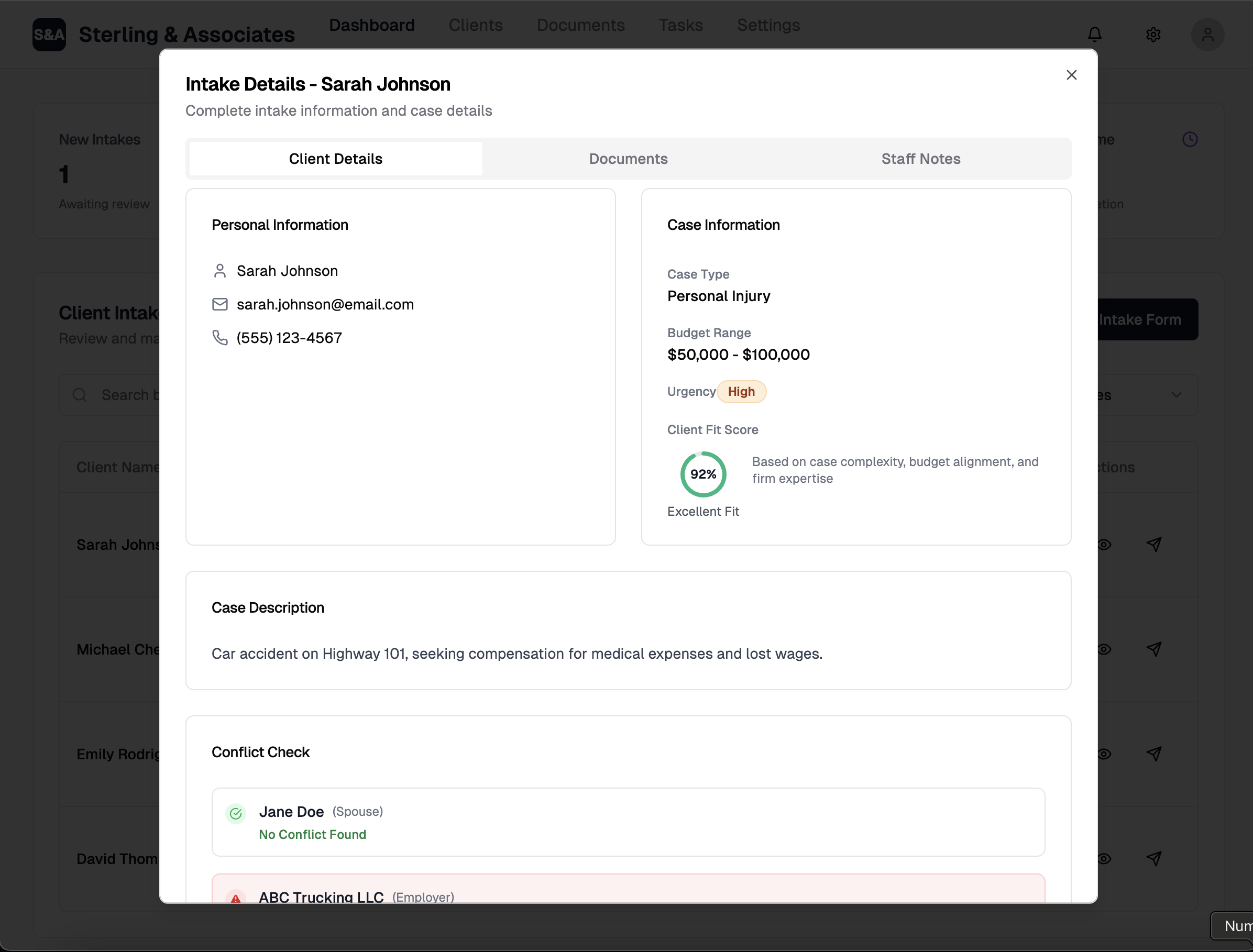Law Firm Operations Dashboard interface 3